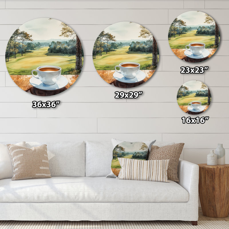 Kadejah - café, art mural rond en métal, impression sur métal blanc traditionnel, H 16 po x l 16 po