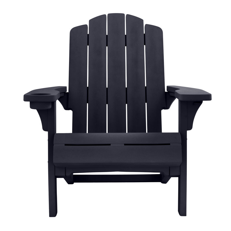 Keter Kiawah Adirondack Chair Durable Weatherproof Outdoor Furniture for Porch and Backyard (Choose Color), Midnight