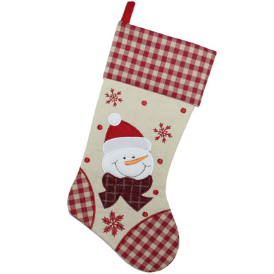 Chaussette de Noël 17 "rouge et beige