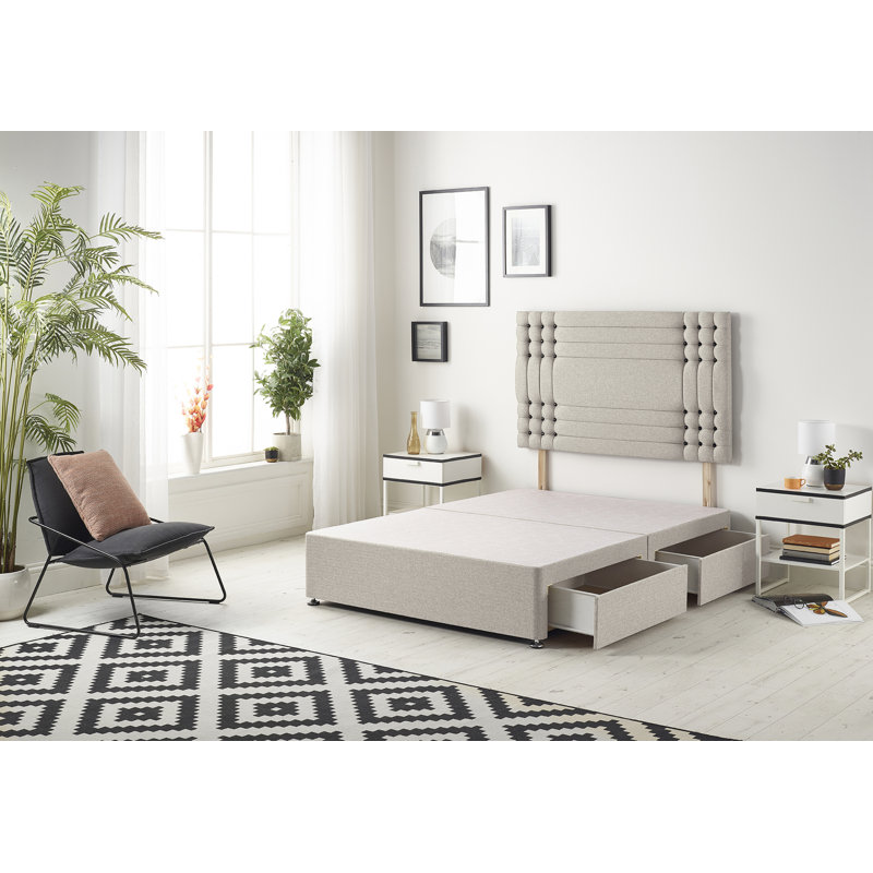 Dennishia Divan Bed Base, Silver, Super King (6'), 1 Drawer