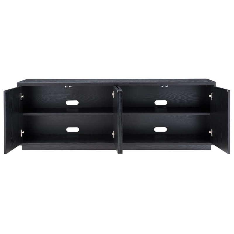 Hanson Unfinished TV Stand for TVs up to 75", Black Grain