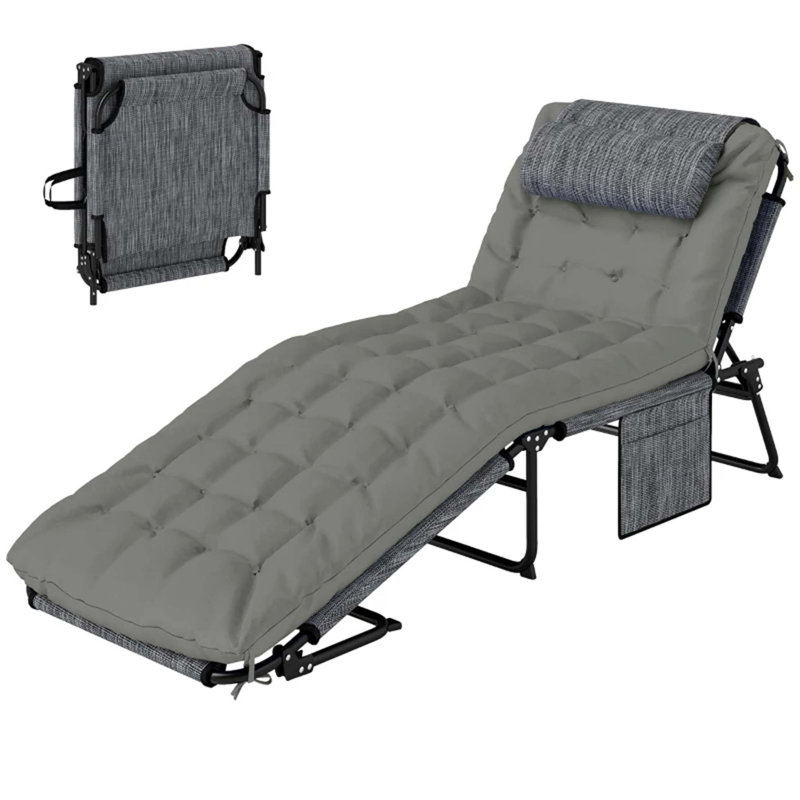 Outdoor Sun Lounger,Folding Chaise Lounge Chair, Grey