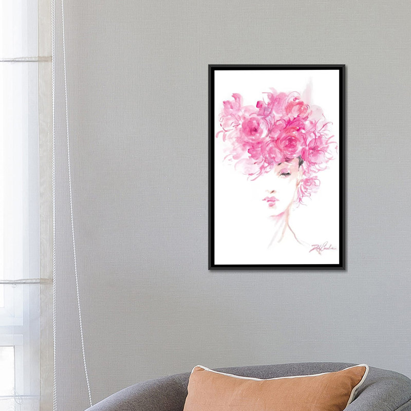 « lady rose », impression sur toile, H 26 po x l 18 po x P 1,5 po, Toile encadrée noire, Pas de tapis