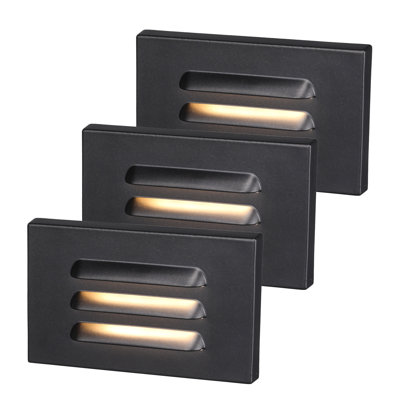 5CCT 120V Louvered LED Step Lights, Dimmable Indoor Outdoor Stair Lights, Aluminum Outdoor Stair Deck Light, Black