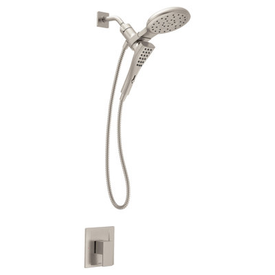 Moen Revyl Spot Resist Brushed Nickel Single-Handle 6-Spray Tub and Shower Faucet with Valve, 7-Inch Showerhead and Magnetix Handheld Showerhead, 82772SRN