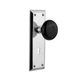 Black Porcelain Interior Mortise Door Knob with New York Long Plate