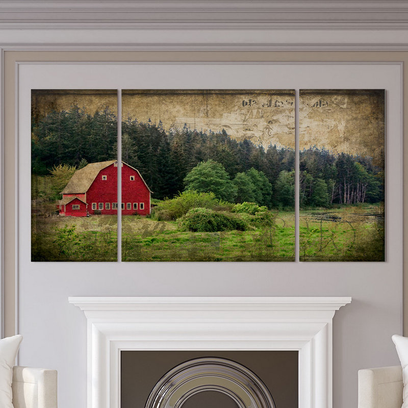Widbys Barn I - 3 pièces, impression sur toile, H 40 po x l 80 po x P 1,5 po