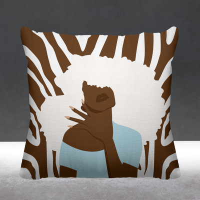 Mira African American Woman Zebra Print Indoor Pillow Cover