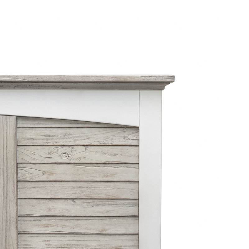 Charteris - Solid Wood Headboard - Twin - Dapple Grey and Blanc Finish, Twin