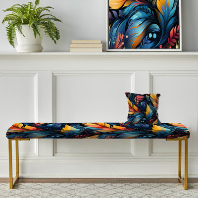 Artistic Gypsy Boho Pattern - Boho Upholstered Gold Bench