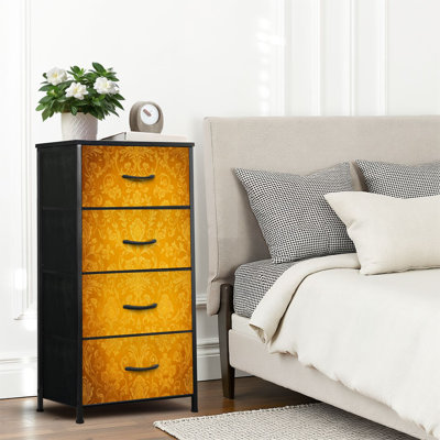 4 Drawer Dresser for Bedroom, Narrow Chest of Drawers, Wooden Top and Study Iron Frame 18"x37.5"-(WxH)
