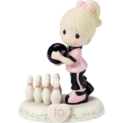 Precious Moments Blonde Birthday Girl Bowling Age 10 Figurine 5.12 Inch