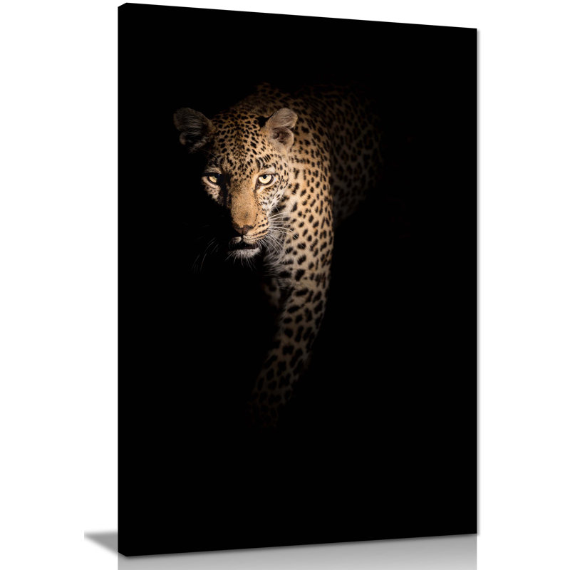 Leopard With Predator Eyes In The Dark - Wrapped Canvas Print, 31cm H x 20cm W