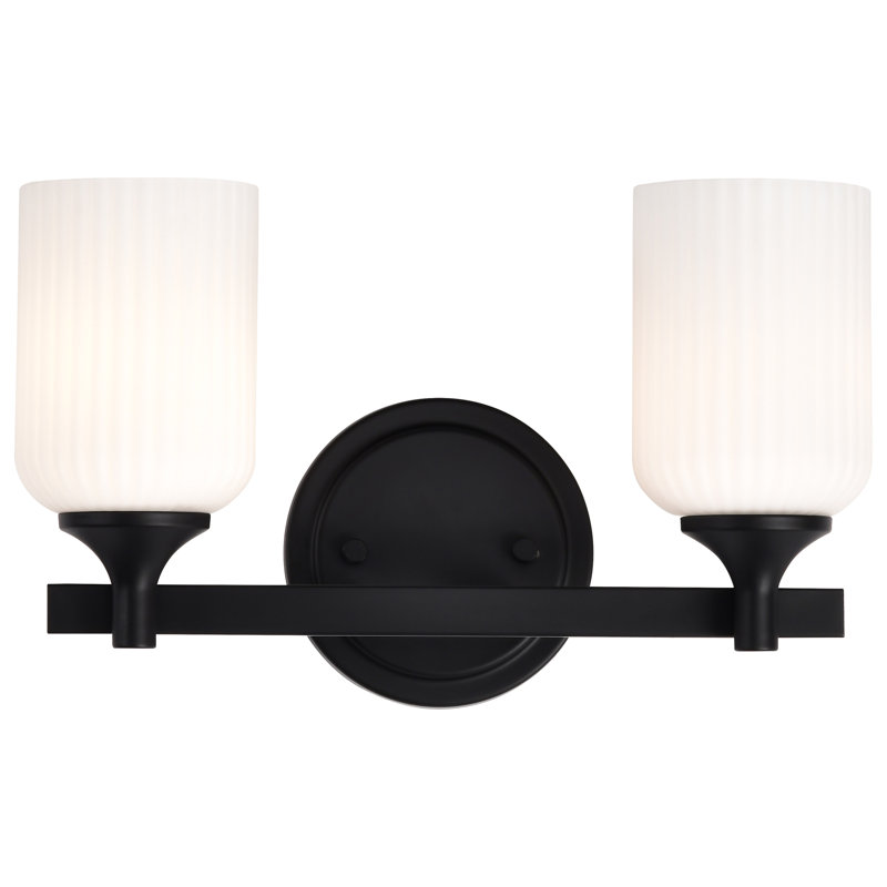 Meuble-lavabo Solara, 13,38 po de largeur, Noir mat, Deux lumières