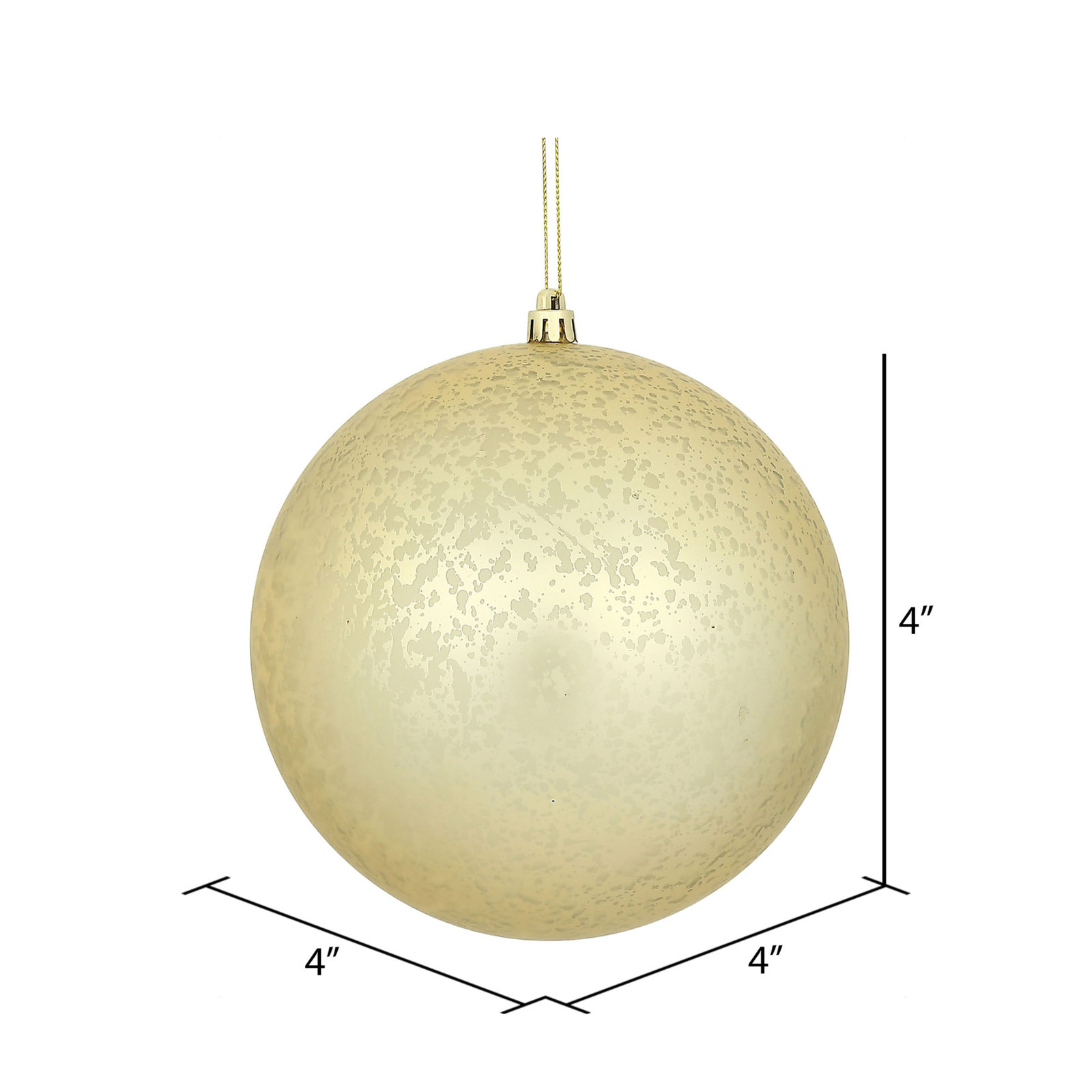 Holiday Décor Ball Ornament, Champagne, 4" H x 4" W x 4" D
