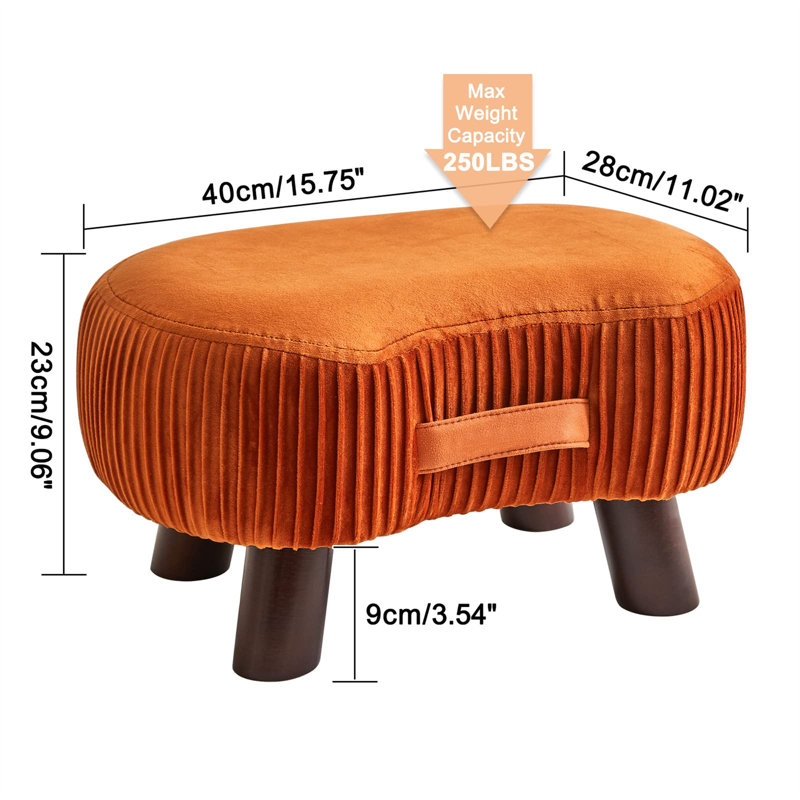 40cm Wide Solid Colour Footstool Ottoman, Red