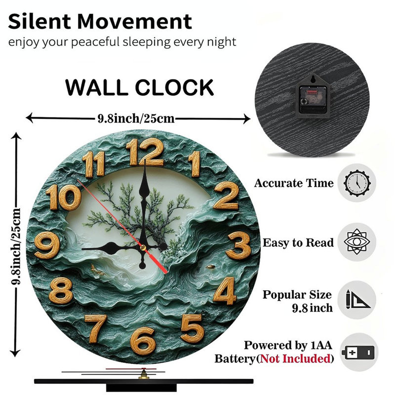 Resin Crafts Ocean Wave Tree Clock Wall Decor