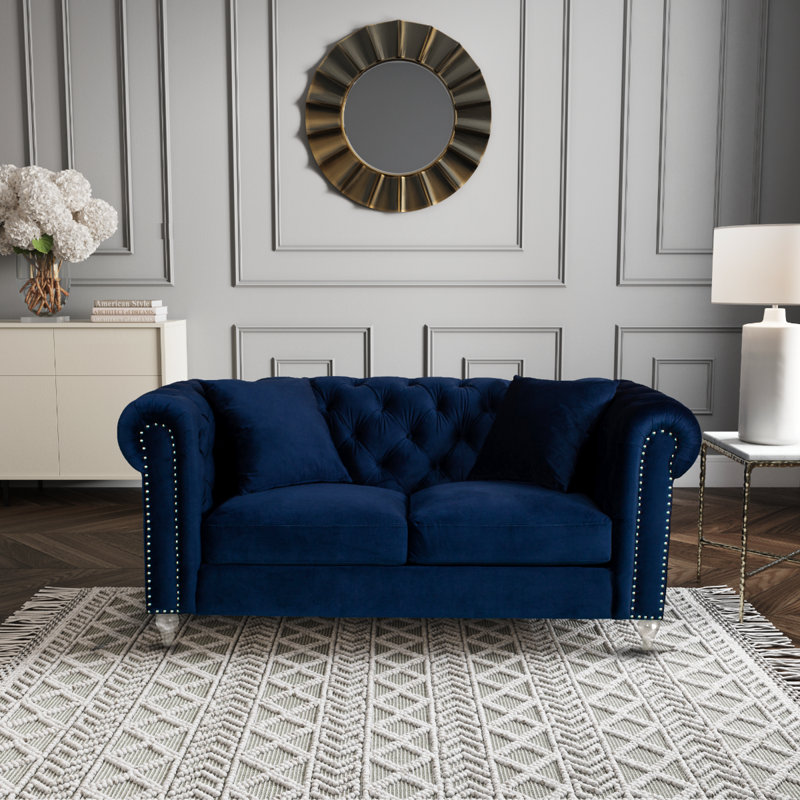 Laurinburg Seater Upholstered Sofa, 3, Navy Blue