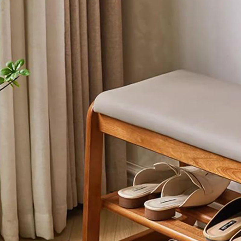 21.7in Shoe Storage Bench, Beige/Natural Wood
