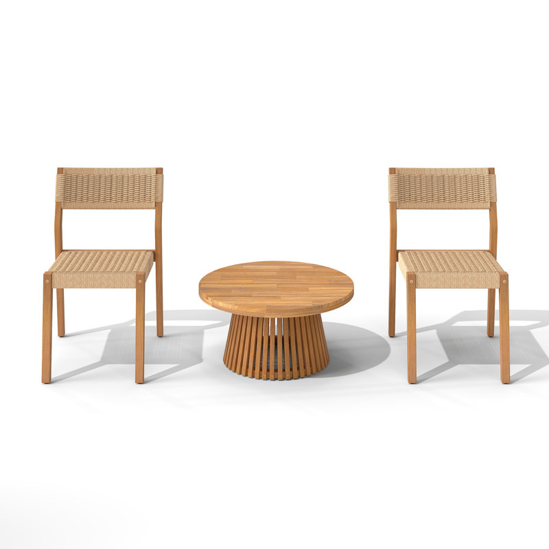 Ensemble de 3 tables d'extérieur en bois massif et chaises de salle à manger, Side Chair