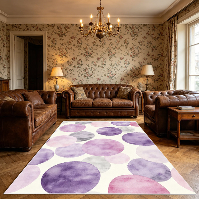 1PC watercolor pastel purple pink gray polka dot area rugs for Living Room, Soft, All seasons, Easy-maintain, Washable Indoor mat, Farmhouse suitable for bedroom, dining room, entryway, home office, balcony, Home Decor, Outdoor Decor.
