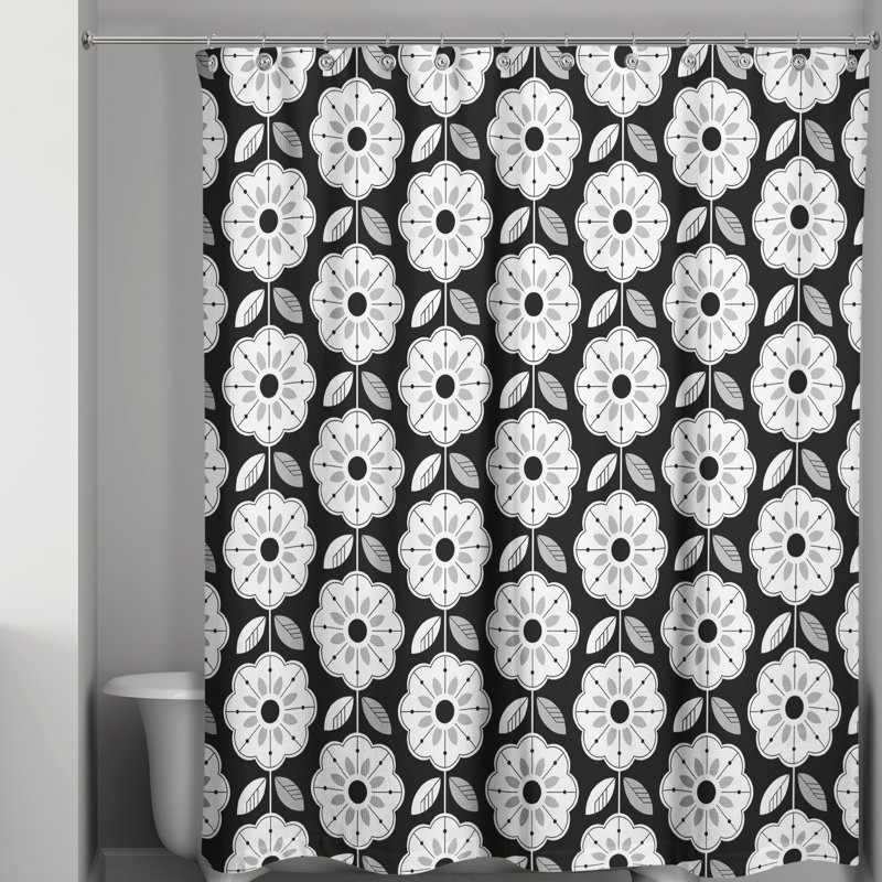 Floral Shower Curtain, Black