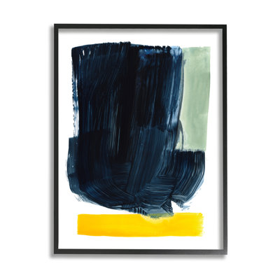 «Modern Blue Field Abstraction Contrast Yellow Green Stretched», art mural par Victoria Barnes