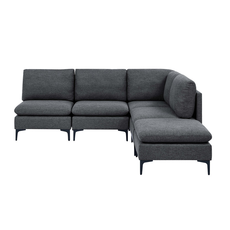 Canapé modulaire rembourré avec pieds en métal, Gris foncé