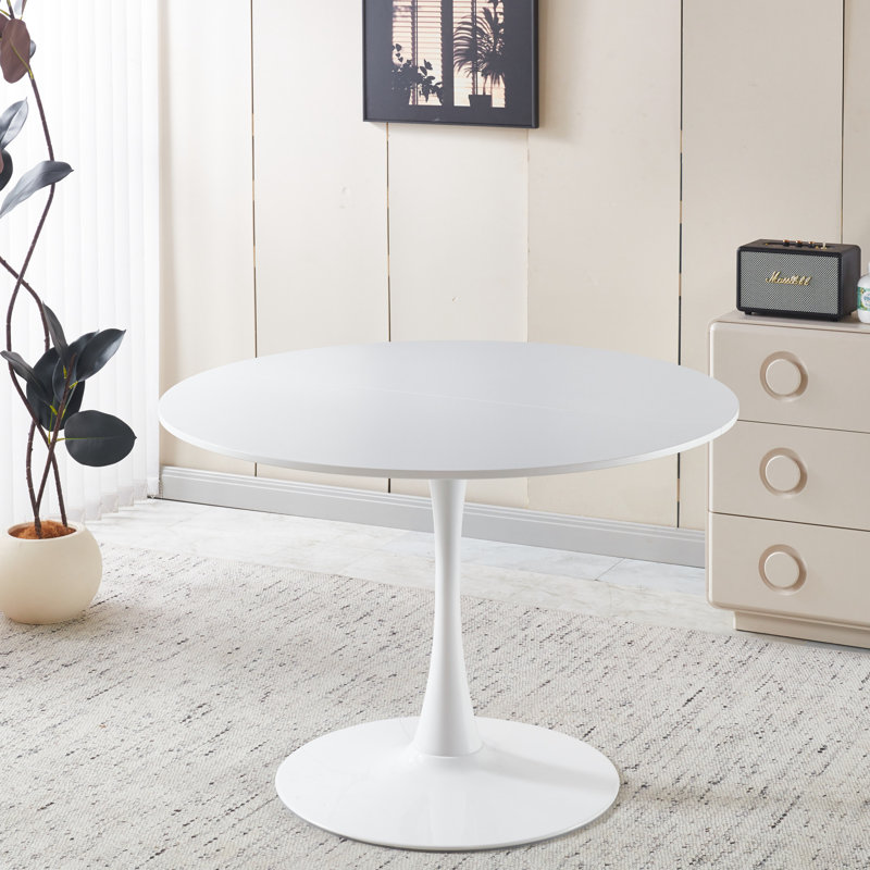 Table de salle à manger 42,1 po Tulip White avec plateau rond pour 4 à 6 personnes
