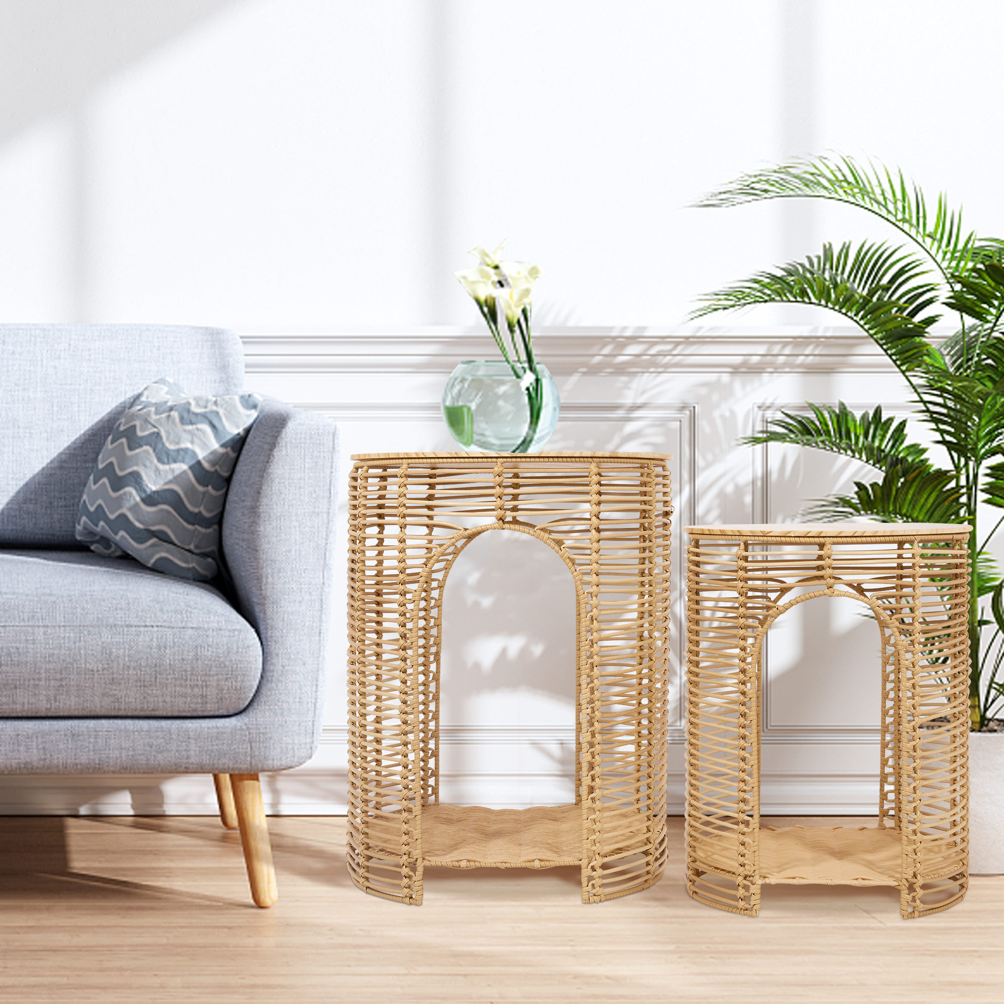 Bayou Breeze Set Of 2 Ratten Side Table With Storage - Wayfair Canada