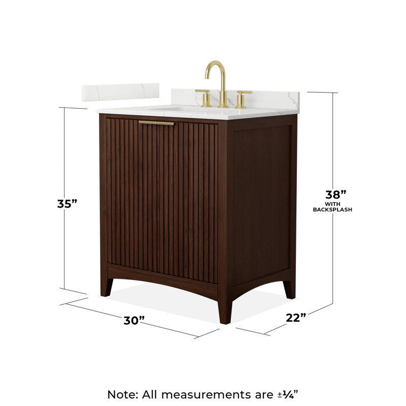 Single Vanity, Brown / Brushed Gold, 42", Giotto Quartz