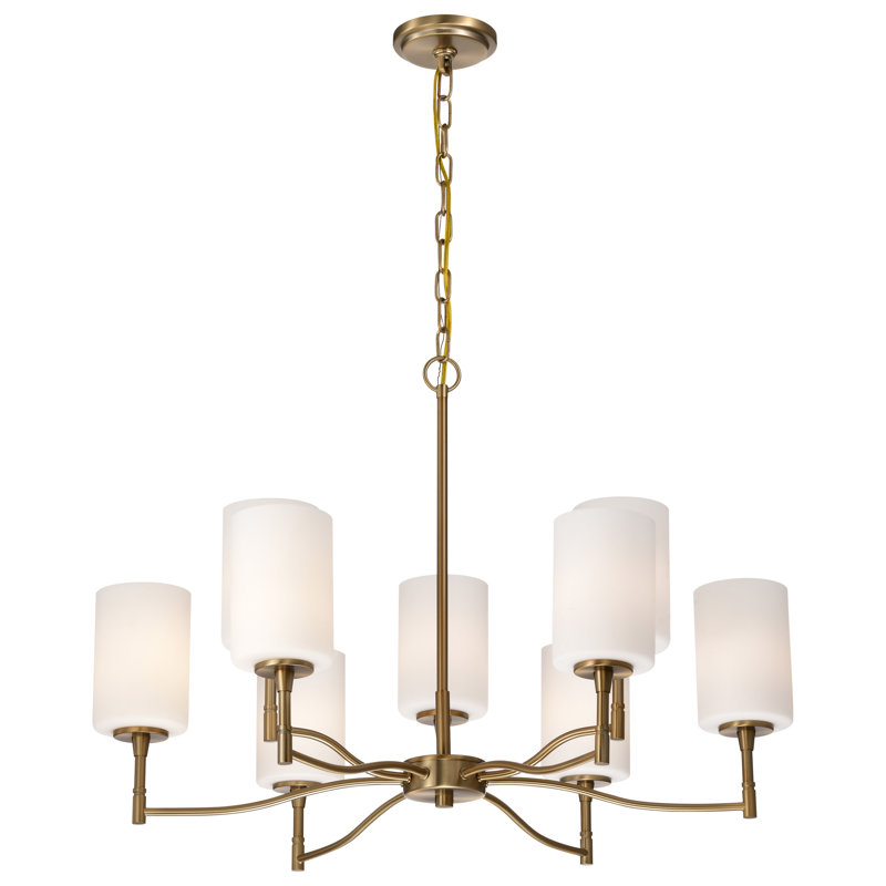 Lustre en verre opale Liam, H 20,88 po x l 30 po x P 30 po, Bronze brillant, 9 lumières