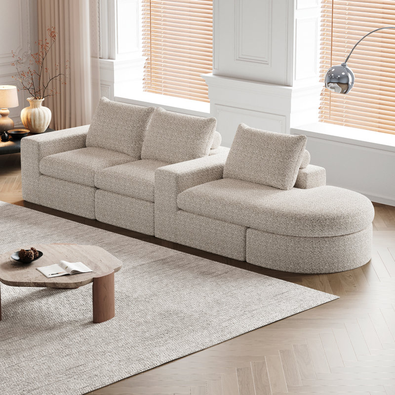Canapé modulaire en chenille 2 pièces, Beige