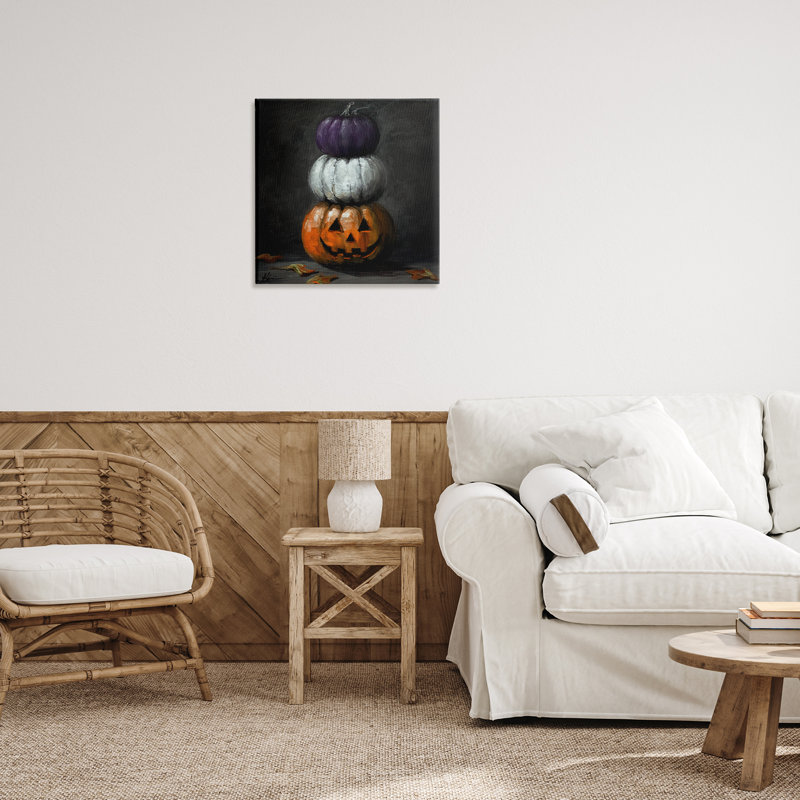 Toile de citrouille d'Halloween rétro, design par Lindsay Kivi Fine Art, H 24 po x l 24 po