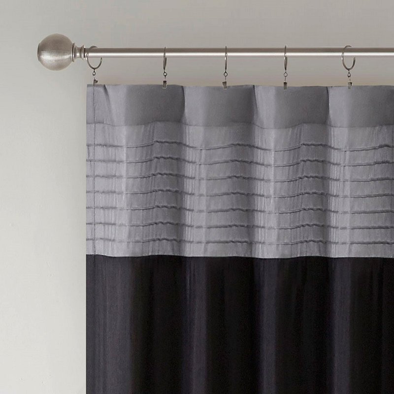 Panneau de rideau Polyoni Pintuck (seulement 1 panneau PC), Noir/gris, L 50,03 po x L 84,03 po