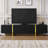 Luxury Fluted TV Stand For Tvs Up To 80 Inches, Modern Entertainment Center With Storage Cabinets & Drawers, Smooth Media Console With Golden Wood Grain Legs For Living Room-1950835772