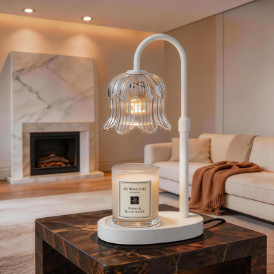 Bougie chauffante moderne en métal en forme de fleur - garde-robe et décoration de chambre, minuterie, réglage de l'intensité de la luminosité, sécurité sans flamme