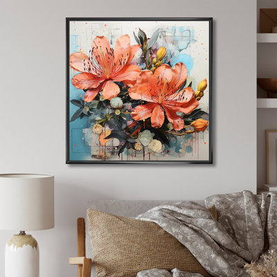 Corail tropical hibiscus rêverie sur toile