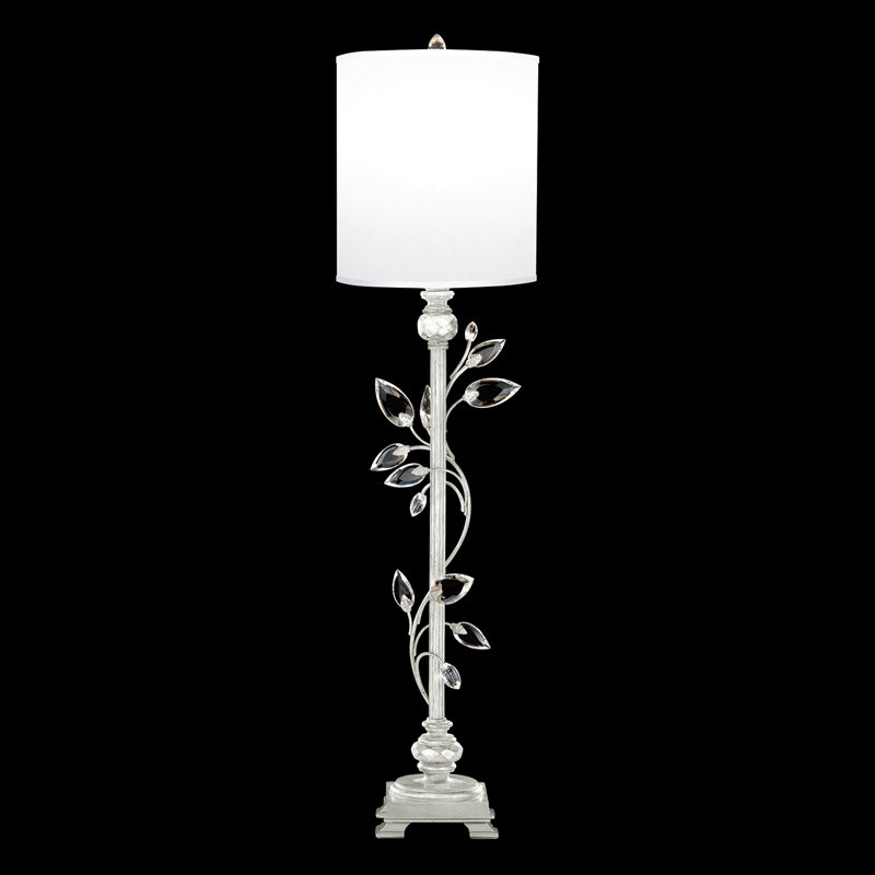 Crystal Buffet Table Lamp, Silver , White