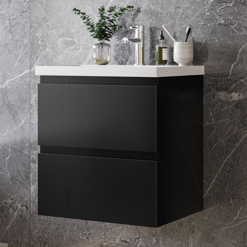 Amselmo 600mm Single Bathroom Vanity with Drop In Basin, Grey