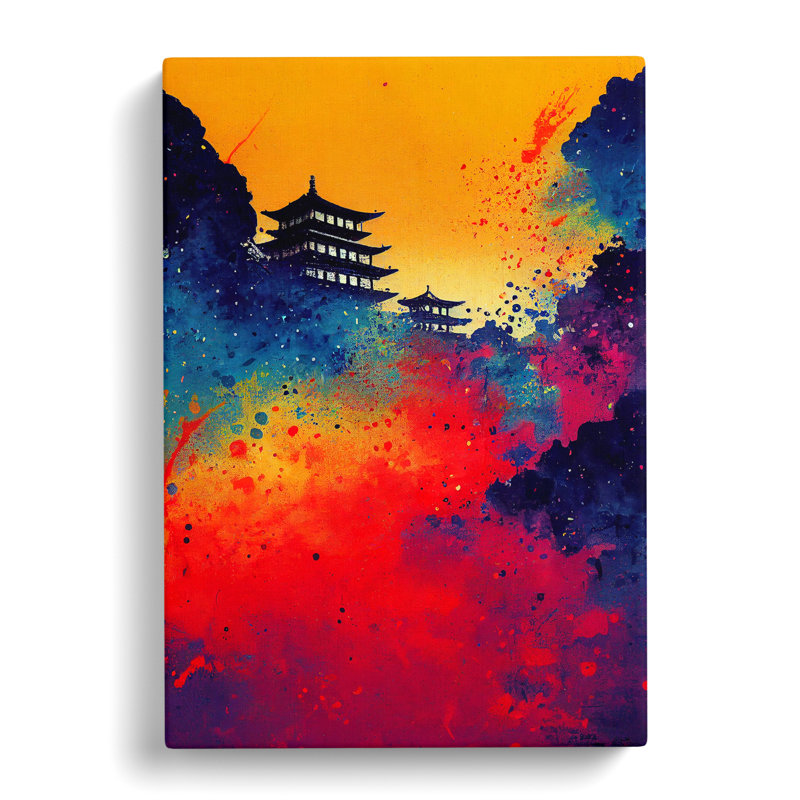 Mindaugas Japanese Sunset Splatter - Wrapped Canvas, 50cm H x 35cm W x 3cm D