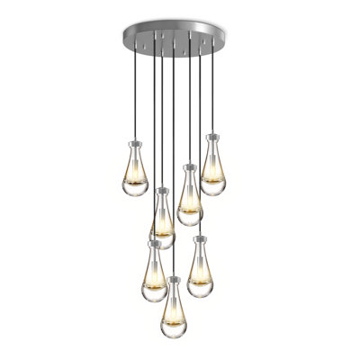 7-Lights Raindrop Solid Thick Glass Pendant light