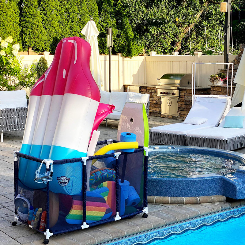 Essentially Yours 46'' W 0 Gallons Water Resistant Plastic Deck Box with Wheels, Blue/White