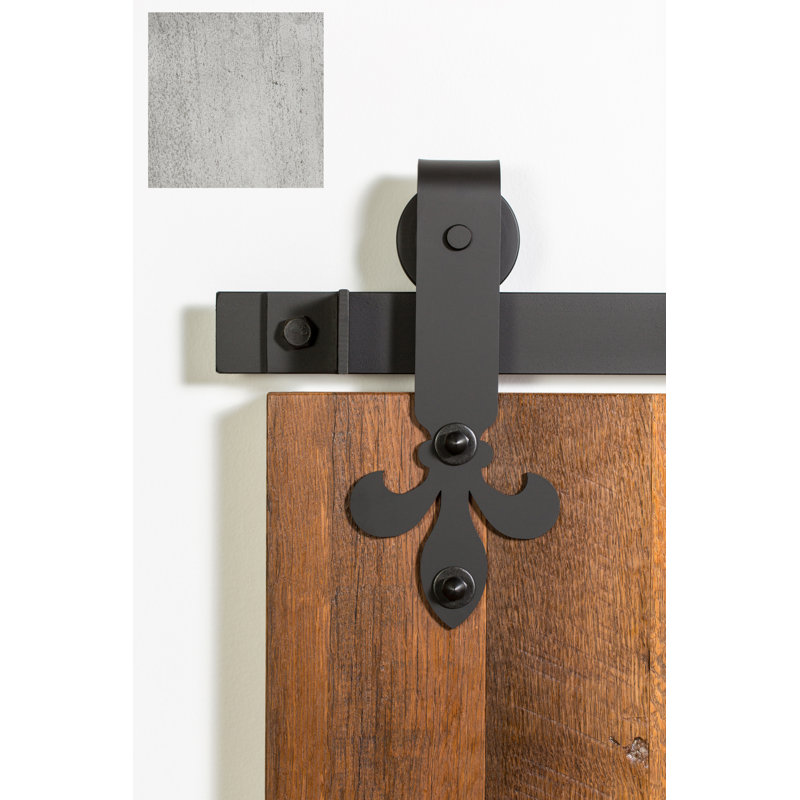 Ensemble de quincaillerie pour porte de grange standard Fleur-De-Lis, 60 po, Meulé inoxydable