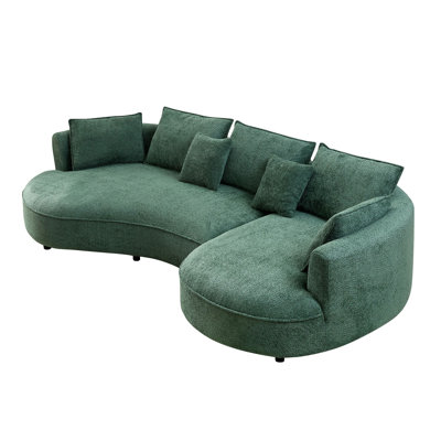 Large Boucle Sectionals With Chaise, Modern Curved Sofa For Home Living