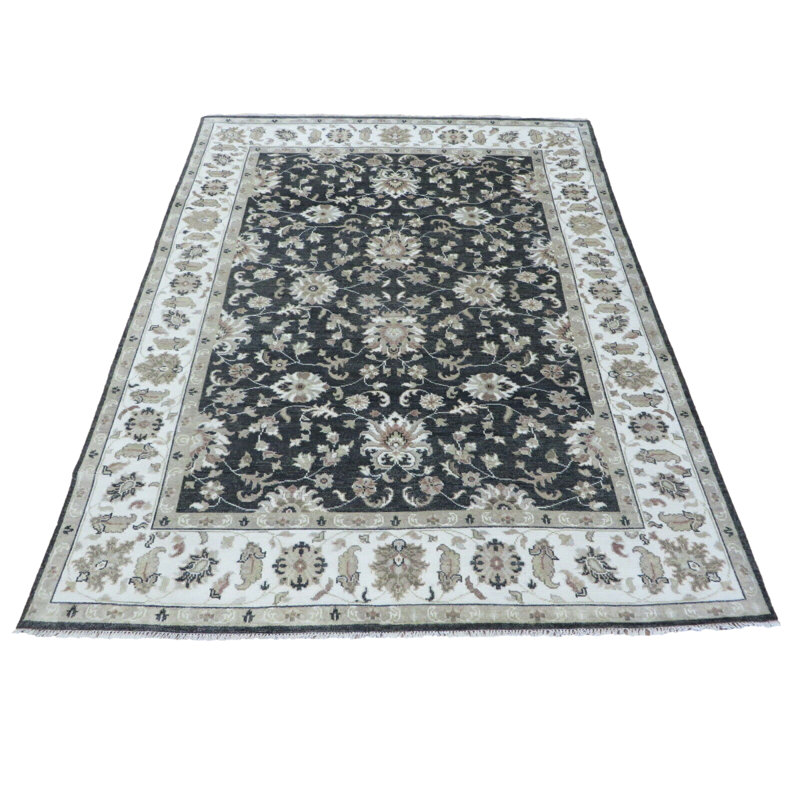 Tapis oriental gris anthracite noué à la main 9 po x 11 pi 5 po Oushak Ushak A6EA305AC64340468CD9E6B5B57851C1