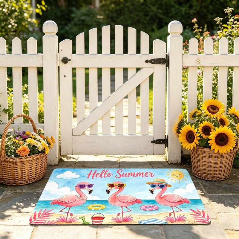 Paillasson 24 "x 36" Pink Summer "Hello Summer"