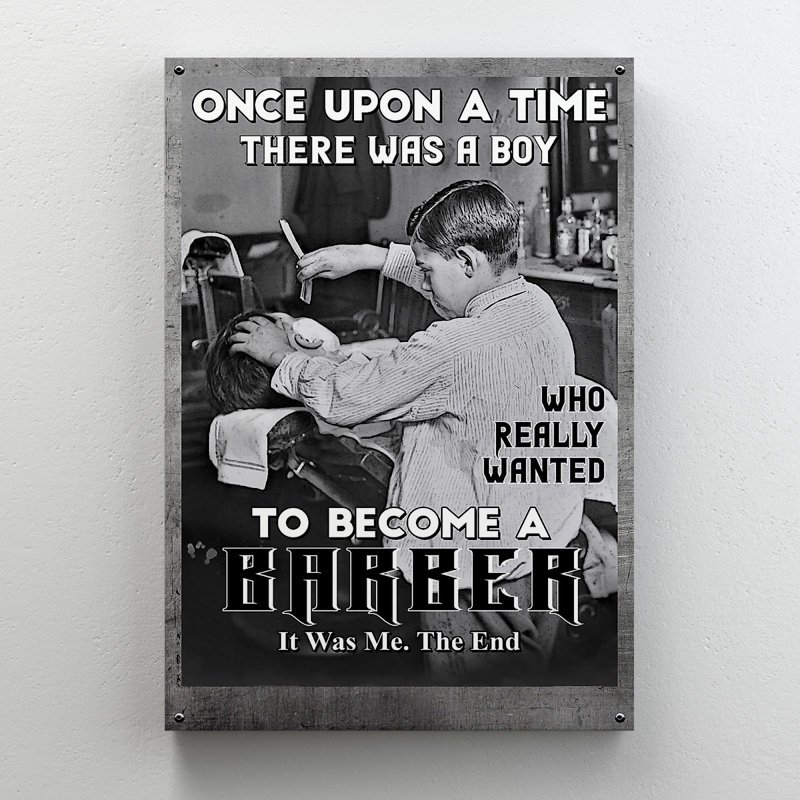 «Barber Boy Is Work - Il était une fois qui a vraiment voulu devenir barbier», reproduction d'art graphique sur toile tendue