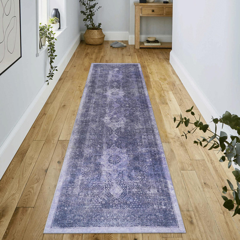 Anthracite Washable Area Rug, Rectangle 2'5" x 10'