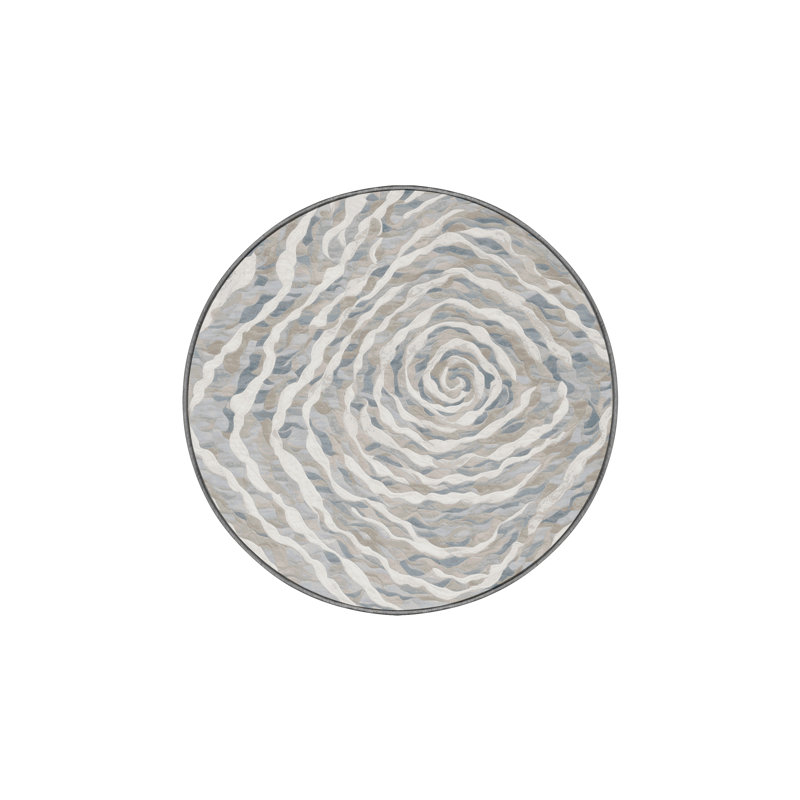 Machine Washable Gray Area Rug, Round 8'